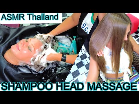 ASMR Head massage with shampoo, keratin mask, blow-drying, combing, straightening