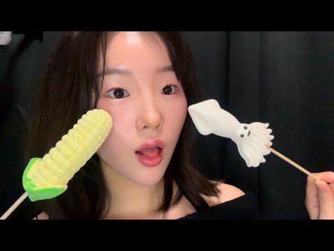 말랑말랑 마쉬멜로우🦑🌽 리얼 입소리 ASMR (No Talking) | Marshmallow Eating Sounds, Soft Chewy Mouth Sounds