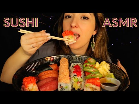 Türkçe ASMR| SUSHI Şöleni Şahane, Doğum Gününü Bahane | Somon Yumurtaları, Çiğ Balık Yemek MUKBANG