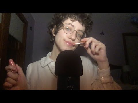 ASMR Gloss Lipsticks Application - Which one? 👄 Personal Attention and Mouth Sounds!!