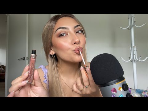 ASMR Lip Gloss & Mouth Sounds *kisses* | Whispered