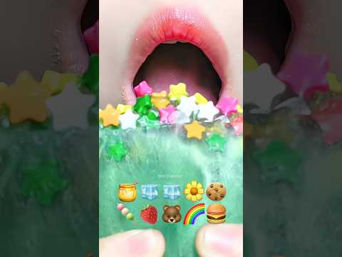 Asmr Eating Emoji Food 🌼🌈🍓 #asmr #mukbang #asmrsounds #emojichallenges #satisfying #eating