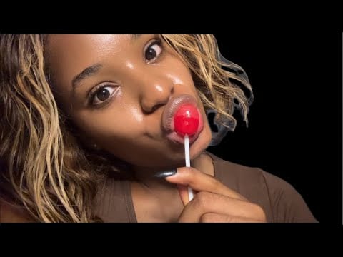 {ASMR} 🍓 Lollipop Licking & Whispering (mouth sounds)🍭