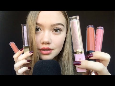 ASMR| LIP GLOSS APPLICATION WITH TAPPING ON CONTAINER (MOUTH SOUNDS)