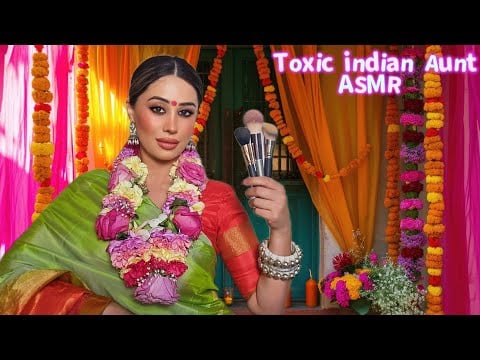 🇮🇳Toxic indian Aunt does your makeup🤨💄indian accent ASMR●Soft-spoken●tingles