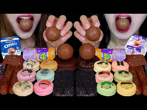 ASMR BTS HOLIDAY MACARONS, OREO CHOCOLATE BALL, MILKA CREAM BALL, PUSH POP ICE CREAM, CHOCO PIE 먹방