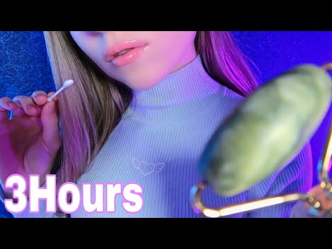 3 Hours of Facial ASMR with Peaches - Massage, Cleansing, Whispering, Exam, Roleplay, Brushing,Sleep