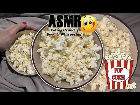 ASMR 🍿Eating Crunchy Food Whispering - Popcorn ♡ Eating Sounds