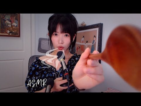 ASMR 溫熱貼耳吹氣 Close Ear Blowing & Mouth Sounds酥癢呢喃嗷嗚 木勺挖耳朵