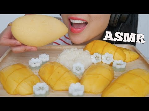 ASMR FRESH MANGO AND SWEET COCONUT STICKY RICE (EATING SOUNDS) | SAS-ASMR