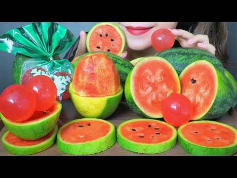 ASMR EATING MINI WATER MELON X WATER MELON JELLY BALL EATING SOUND LINH ASMR