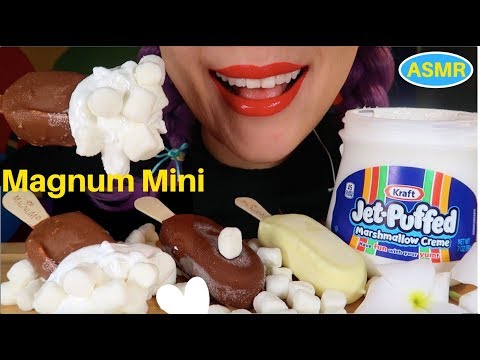 ASMR MAGNUM MINI+MARSHMALLOW CREME EATING SOUND| 매그넘 미니,마시멜로우 크림 리얼사운드 먹방 |CURIE.ASMR