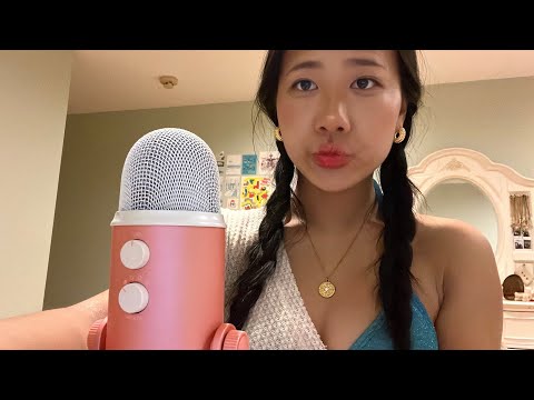 ASMR personal attention & mouth sounds🫐 (brushing, wooden spoon)