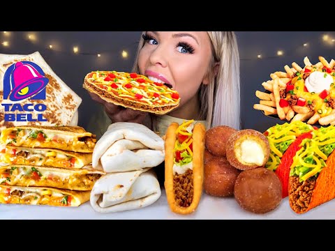 ASMR *TACO BELL* TRIPLELUPA TACO, MEXICAN PIZZA, CRUNCHWRAP SUPREME, CINNABON DELIGHTS MUKBANG 먹방