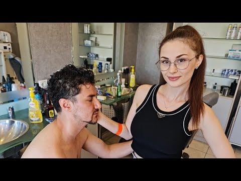 💈UKRAINIAN LADY BARBER IRA’S ASMR SESSION WILL MELT YOUR STRESS😮 | HEAD SCRATCH & FOAMY BACK MASSAGE