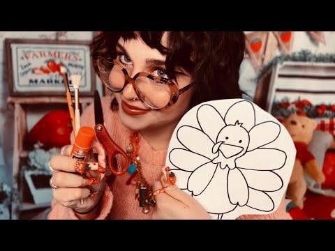 ASMR Autistic Kindergarten Teacher🎨✂️ (Thanksgiving Craft, Stimming, Affirmations)