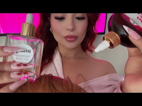 ASMR Hair Spa 💆‍♀️ Hair Oil Treatment, Scalp Massage & Hair Brushing ✨