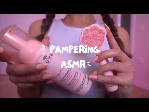 ASMR Pampering You For Sleep💗Tingly Skincare, Scalp Massage, Brushing hair (Layered Sounds)