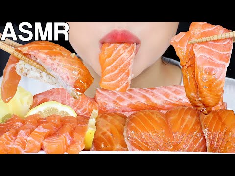 ASMR SALMON Sashimi & Sushi 연어 초밥, 회 먹방 Eating Sounds Mukbang