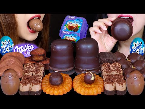 ASMR GIANT CHOCOLATE MARSHMALLOWS, MILKA CHOCOLATE OREO CREAM EGGS, MINI CHOCOLATE MOUSSE, YAKGWA 먹방