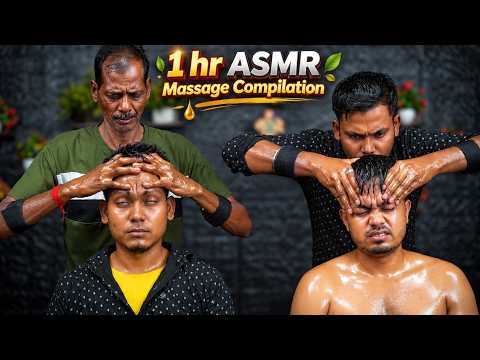 1 Hour ASMR Head Massage Compilation | Ear, Neck, Forehead & Heavy Oil Massage