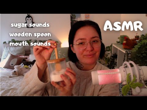 ASMR Wooden Tapping & Tongue Clicking | crunchy sounds, mouth sounds, wooden spoon