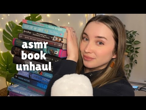 ASMR Big, Cozy Book Unhauling (Book Triggers, Clicky Whispers)