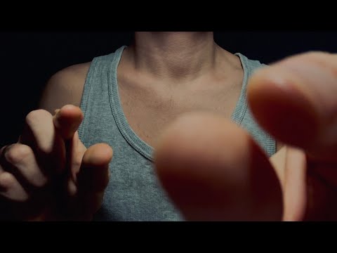 ASMR Up close hand movements, face touching, plucking and fire sounds