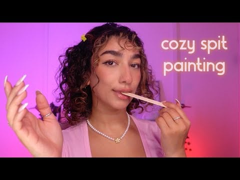 ASMR • COZY SPIT PAINTING (gentle mouth sounds for sleep)