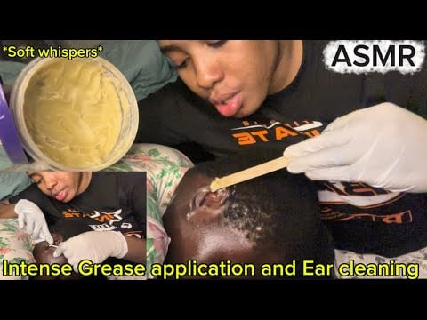 ASMR: Fast Ear Massage Therapy Soft Whispers,Ear cleaning,intense grease application,Spit painting. 