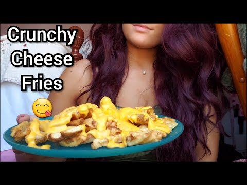 ASMR Eating Cheese Fries, Super Crunchy, and Water Gulping Sounds