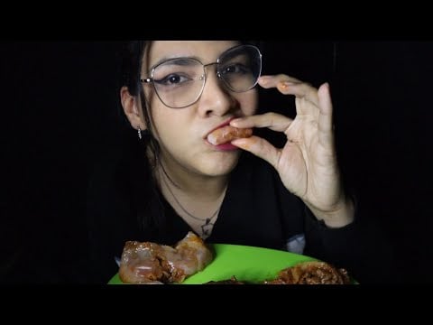 ASMR comiendo invento con láminas de arroz 😆 | ASMR comiendo carne