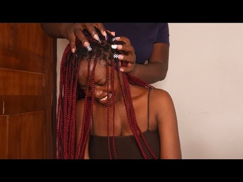 ASMR INTENSE SCALP SCRATCHING BETWEEN BRAIDS,BLOWING AND GUM CHEWING FOR SLEEP 😴