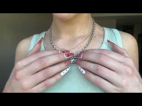 Clicky Necklace Tapping, Fabric Scratching ASMR (whispers for calm mood, sleep)