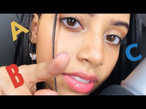 ASMR: WHISPERING THE ALPHABET WITH TRIGGER WORDS ABOUT ME (HAND MOVEMENTS AND TRACING)