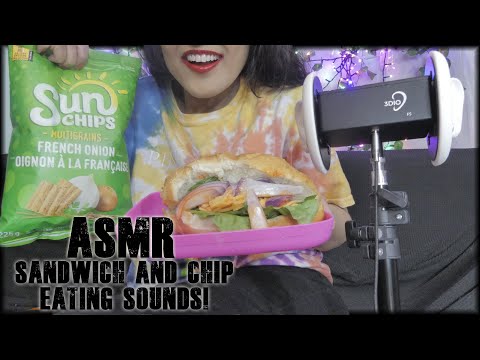 ASMR Eating Sandwich and Chips ♡♡♡ ~ Eating Sounds ~ 3DIO BINAURAL ♥♥♥♥