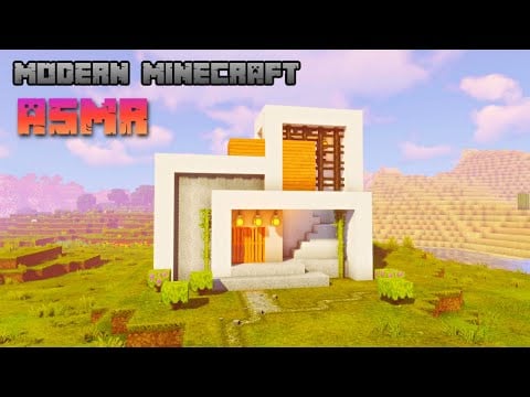 Minecraft ASMR | Building a Modern Rooftop Garden House 🎍Super close up whispering