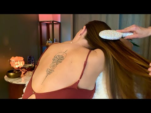 ASMR | Gentle Hair Play, Brushing, Back Scratching & Tracing ✨ No Talking (w/ & w/out music)