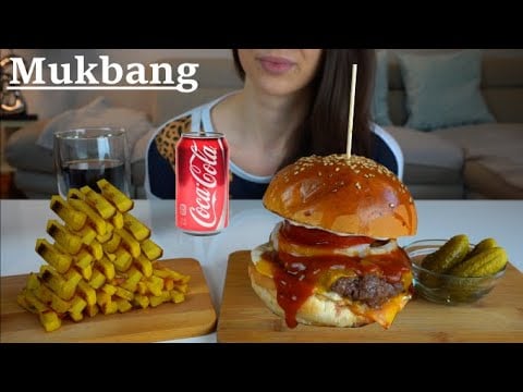 ASMR | Eating Cheese Burger With Fries & Pickles | EATING SOUNDS | No Talking | Lady M. ASMR