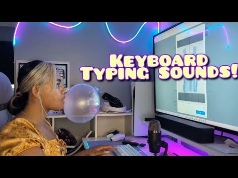 ASMR Work From Home With Me, Keyboard Typing , Gum Chewing, Blowing Bubbles