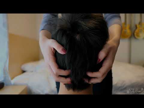 ASMR | Head massage with slow whispers | Scalp scratching, massaging and hair play