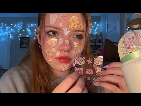 ASMR Playing With My Sticker Collection 🍓 | Tapping, Scratching, Soft Plastic Sounds + Whispers