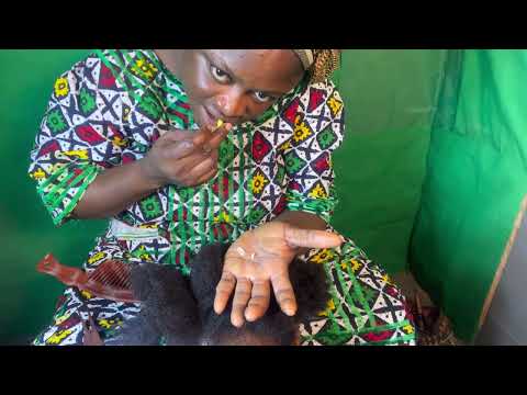 ASMR✨SATISFYING SHEA BUTTER AND VITAMIN MASSAGE ON VIRGIN HAIR WITH GUM CRACKING,COMBING AND PARTING