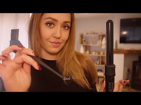 ASMR Hair Styling - Washing/Brushing/Cutting/Drying/Curling/Braiding Your Hair For Xmas Do 🎄