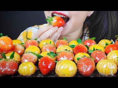 ASMR MUKBANG STRAWBERRY AND MANDARIN TANGHULU EXTREME CRUNCHY EATING SOUND | LINH-ASMR