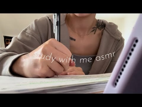 study with me asmr- unintelligible whispering, writing and typing sounds 