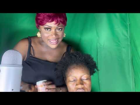 ASMR✨SOFT WHISPER HAIR PARTING, SCRATCHING SHEA BUTTER APPLICATION WITH GUM SOUND.