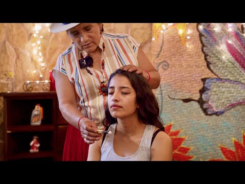 Doña Rosa in a relaxing limpia (cleansing) with Palo Santo & ASMR massage with hair play & cracking