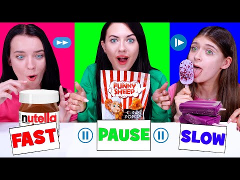 ASMR Fast, Slow, Pause Food Challenge by LiLiBu