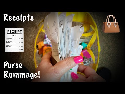 Receipts purse rummage! ASMR (No talking version) Vinyl purse sounds with crinkly receipts~Looped 1X